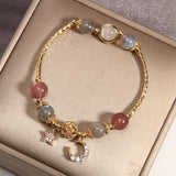 Bracelet Labradorite et Quartz Fraise pour la Sérénité - Biloria