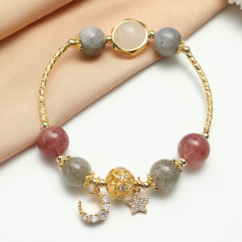 Bracelet Labradorite et Quartz Fraise pour la Sérénité - Biloria