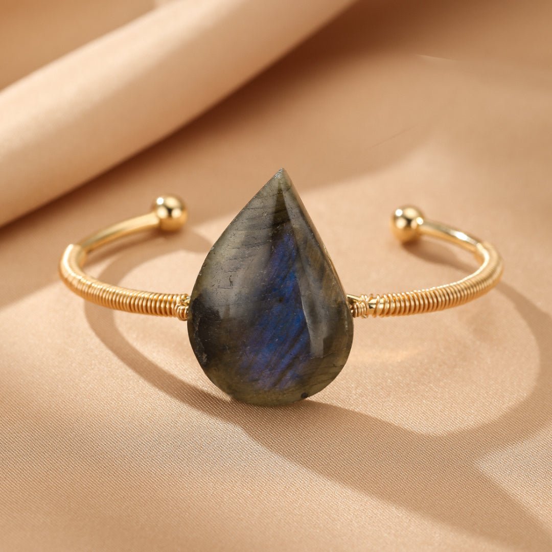 Bracelet Labradorite Jonc Protection Vitalité Pierre Naturelle - Biloria