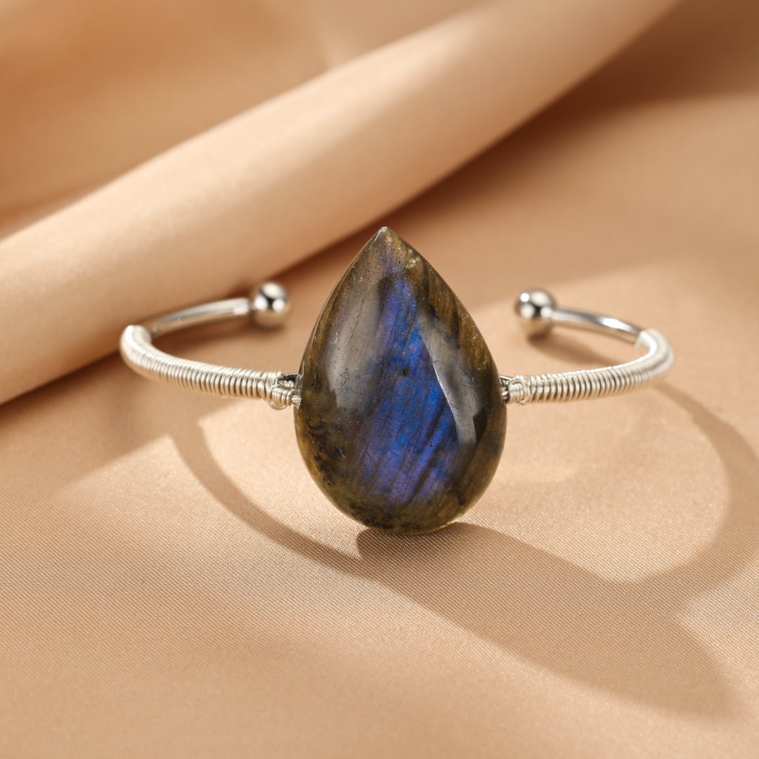 Bracelet Labradorite Jonc Protection Vitalité Pierre Naturelle - Biloria