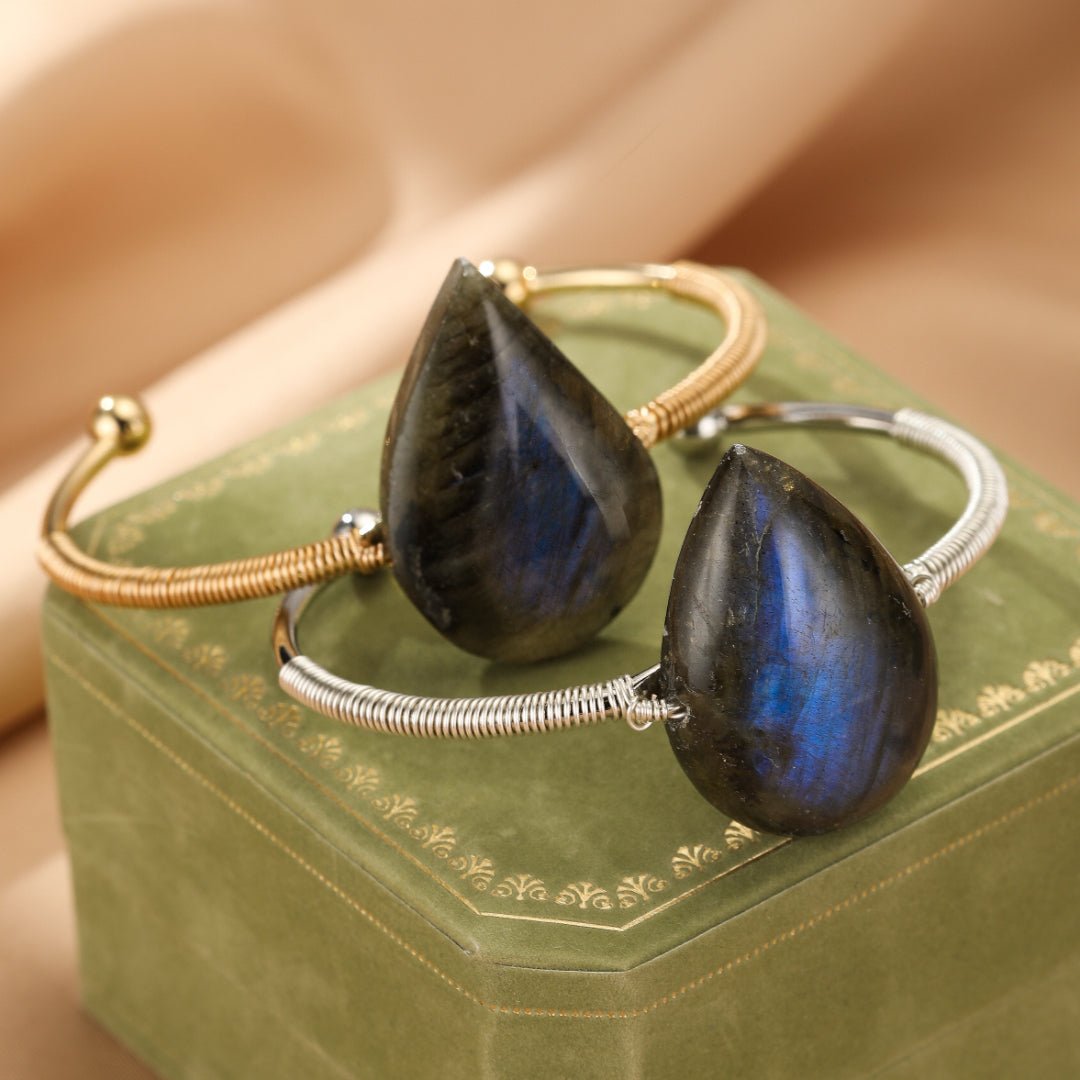 Bracelet Labradorite Jonc Protection Vitalité Pierre Naturelle - Biloria