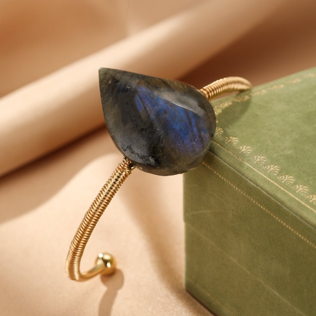 Bracelet Labradorite Jonc Protection Vitalité Pierre Naturelle - Biloria