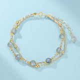 Bracelet Labradorite Laiton Plaqué Or 14K - Biloria