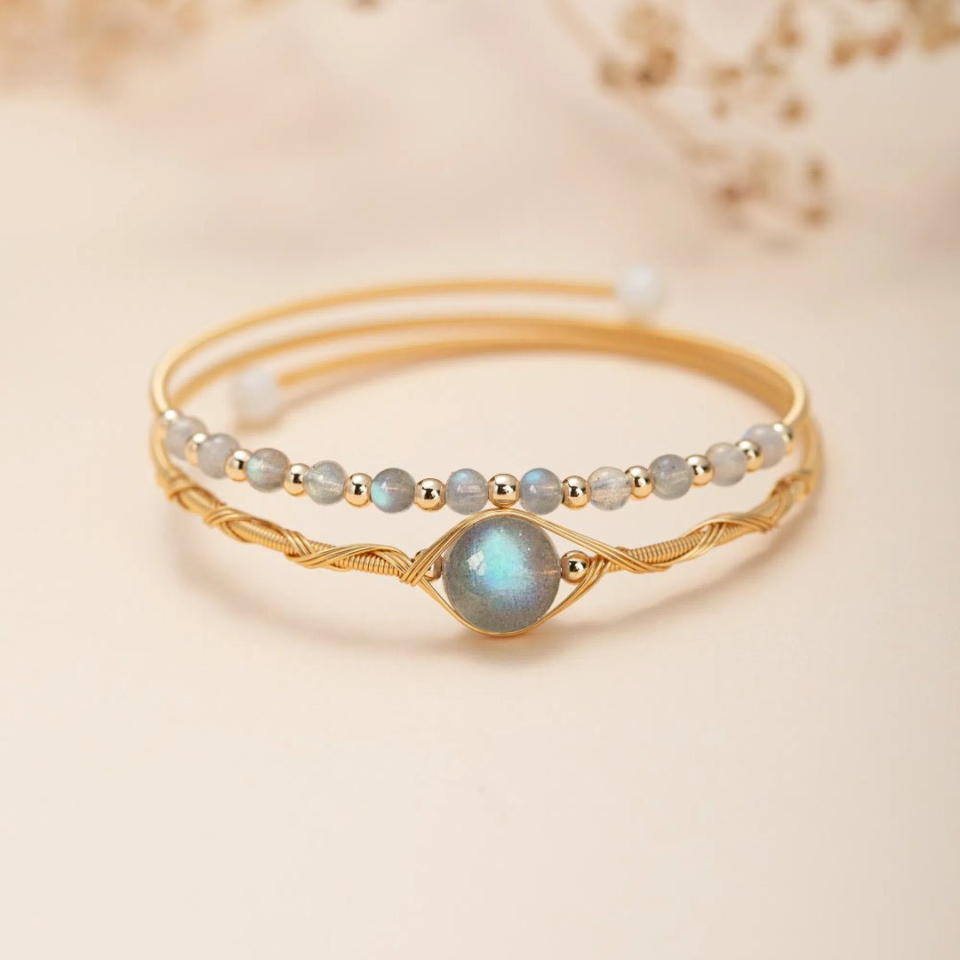 Bracelet Labradorite Plaqué Or – Bijou Déco Tendance Bureau - Biloria