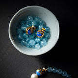 Bracelet Lapis Lazuli Aigue Marine Poisson de Bonheur 6mm - Biloria