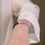 Bracelet Lapis Lazuli Aigue Marine Poisson de Bonheur 6mm - Biloria