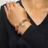 Bracelet lithothérapie Quartz Fraise Cristal de Roche Fleur Cosmique - Biloria