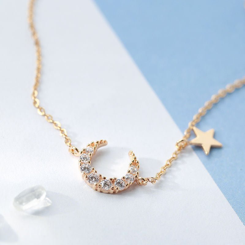 Bracelet Lune et Étoile Argent 925 – Bijou Féminin Taille Réglable - Biloria