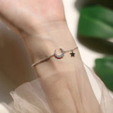 Bracelet Lune et Étoile Argent 925 – Bijou Féminin Taille Réglable - Biloria