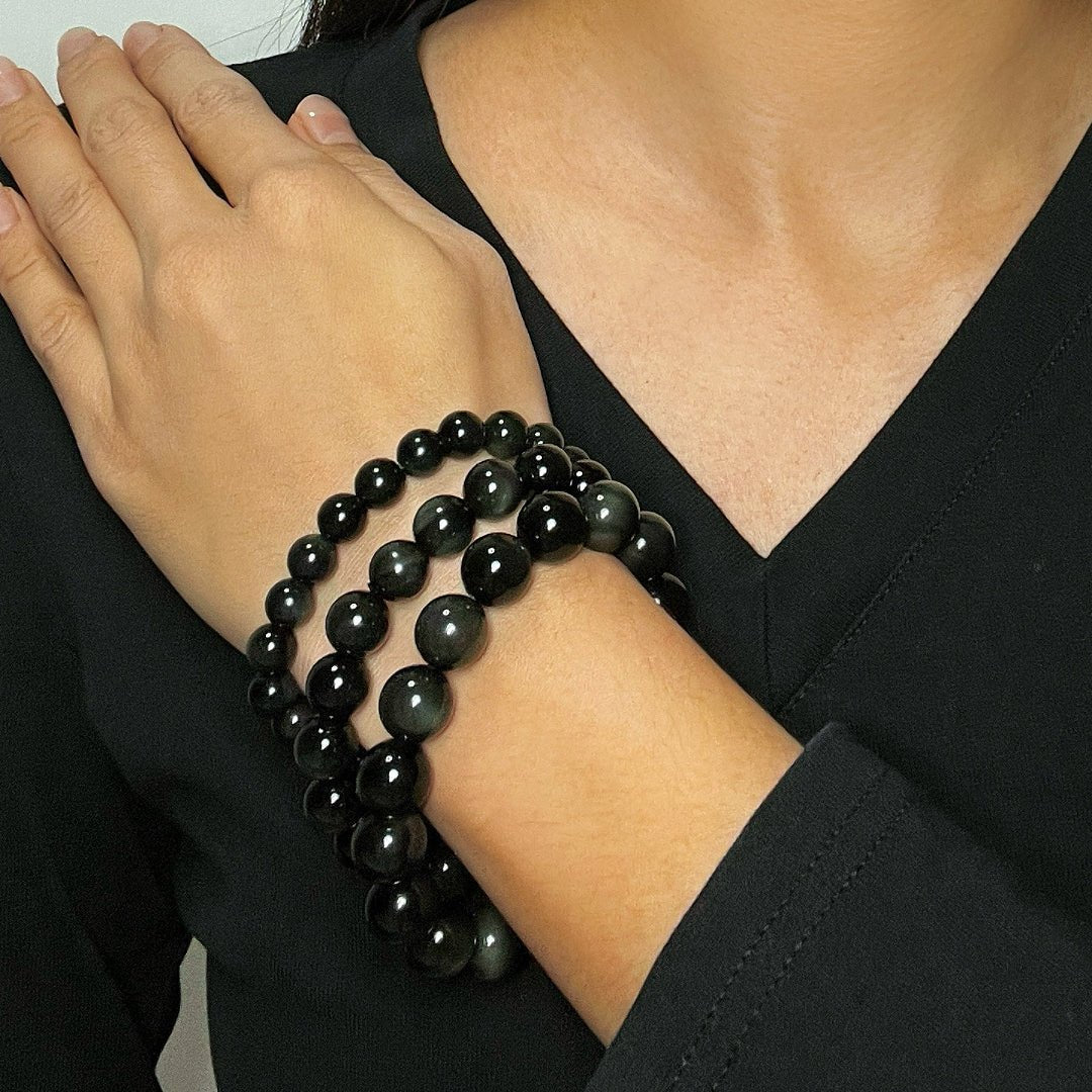 Bracelet Obsidienne Arc-en-Ciel Protection et Introspection - Biloria