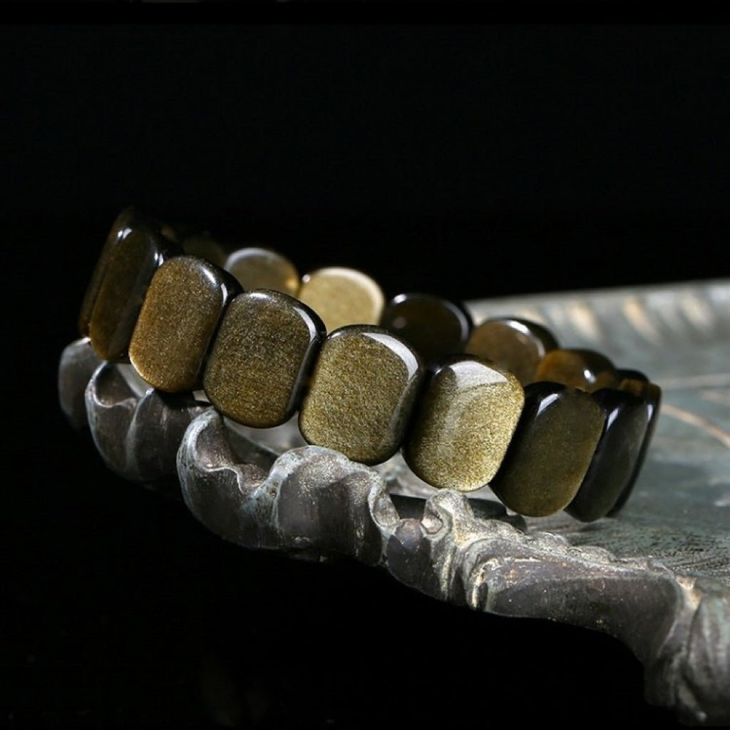 Bracelet Obsidienne Dorée pour Protection et Ancrage - Biloria