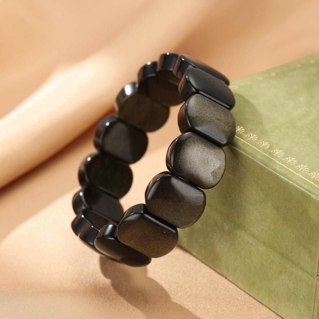 Bracelet Obsidienne Dorée pour Protection et Ancrage - Biloria
