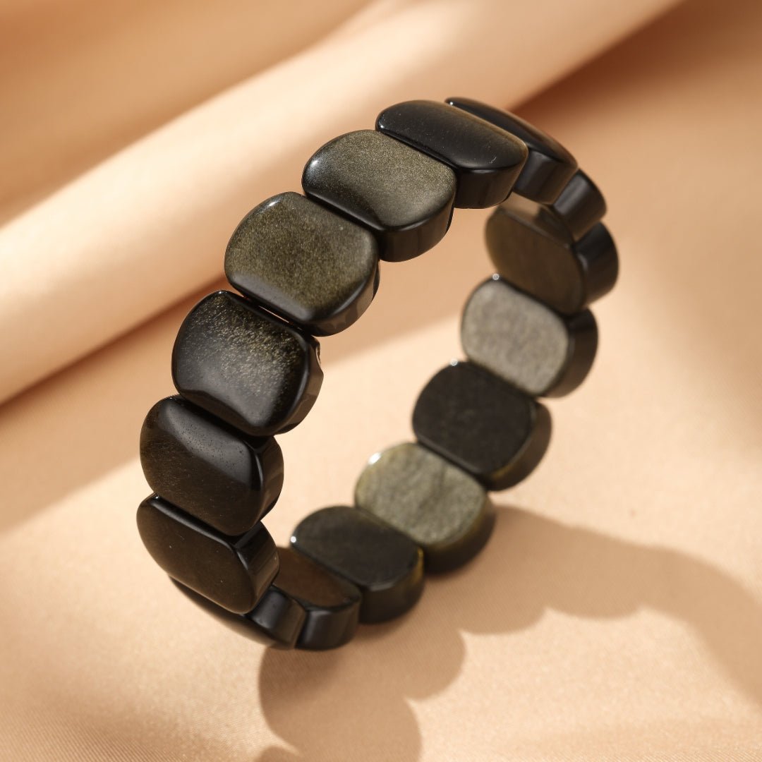 Bracelet Obsidienne Dorée pour Protection et Ancrage - Biloria