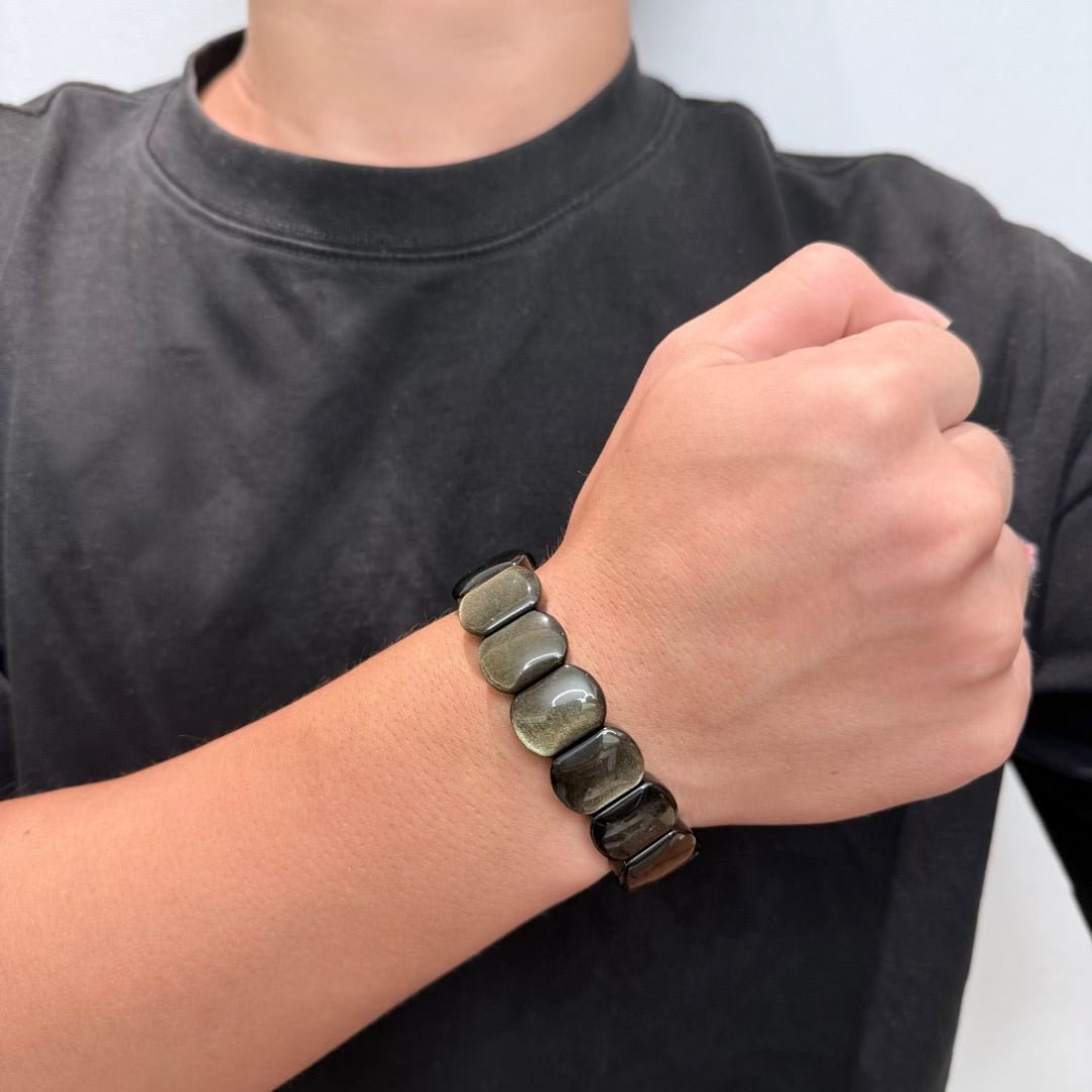 Bracelet Obsidienne Dorée pour Protection et Ancrage - Biloria