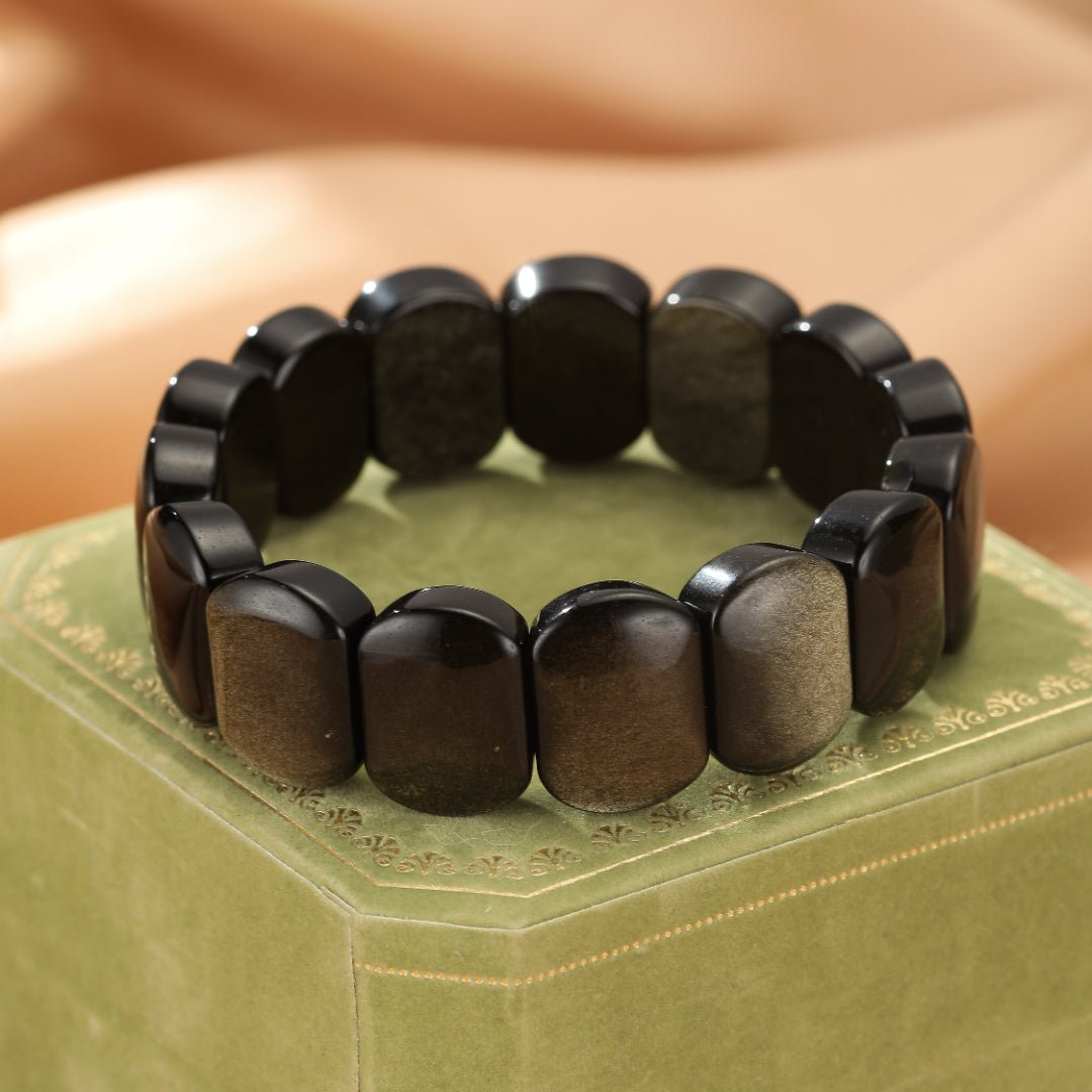 Bracelet Obsidienne Dorée pour Protection et Ancrage - Biloria