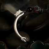 Bracelet Obsidienne Mandala Homme Argent 925 Protection - Biloria