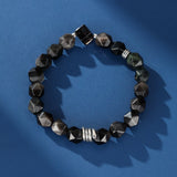 Bracelet Obsidienne Quartz Fumé Jaspe Kambaba Serpent Argent - Biloria