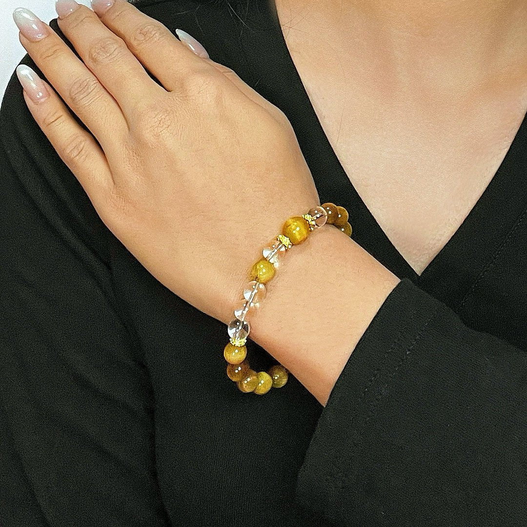 Bracelet Œil de Tigre Cristal de Roche Protection Énergie - Biloria