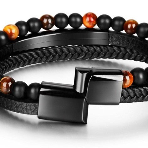 Bracelet Œil de Tigre en Cuir – Protection et Force Intérieure - Biloria