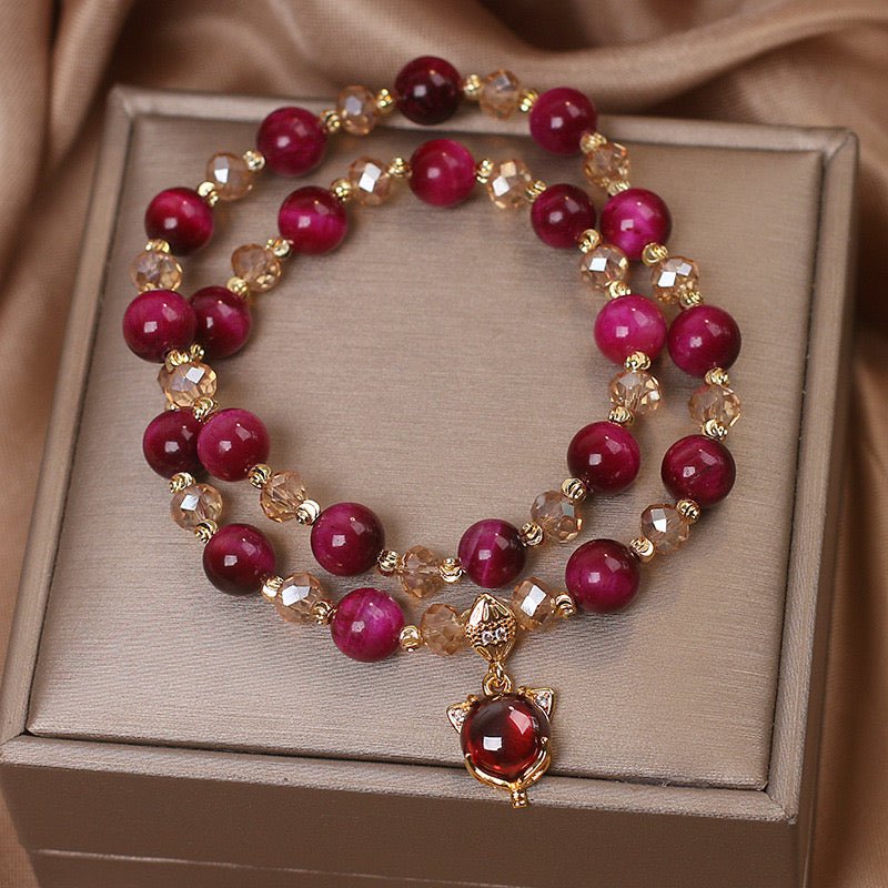 Bracelet Œil de Tigre et Charme Renard pour le Bien-être - Biloria