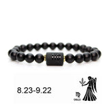 Bracelet Onyx et Perle Signe Astrologique – Protection Astrale - Biloria