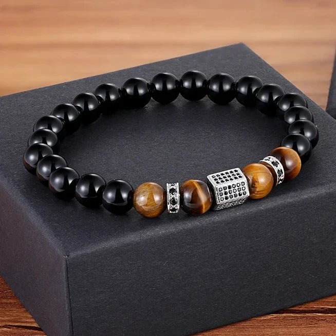 Bracelet Onyx Œil de Tigre Hexagone Protection - Biloria