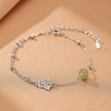 Bracelet papillon en jade néphrite et argent - Biloria