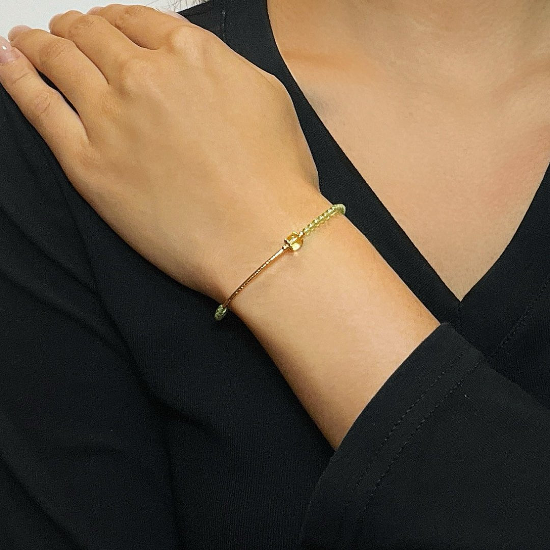 Bracelet Péridot Citrine Perles Naturelles - Biloria