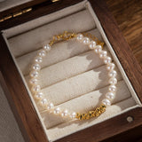 Bracelet Perle 38 cm Argent Plaqué Or pour Méditation - Biloria
