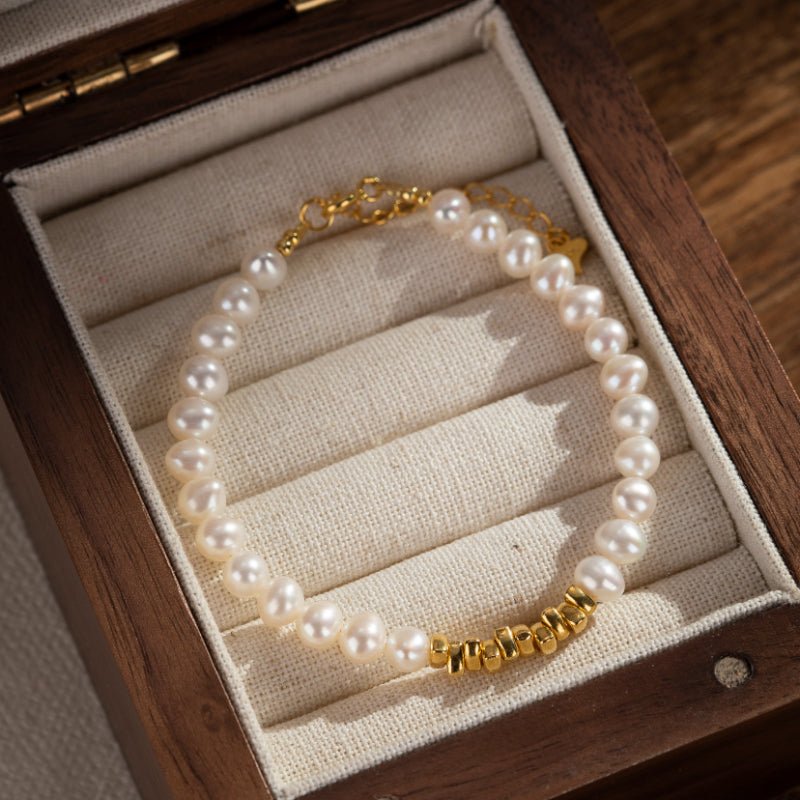 Bracelet Perle 38 cm Argent Plaqué Or pour Méditation - Biloria