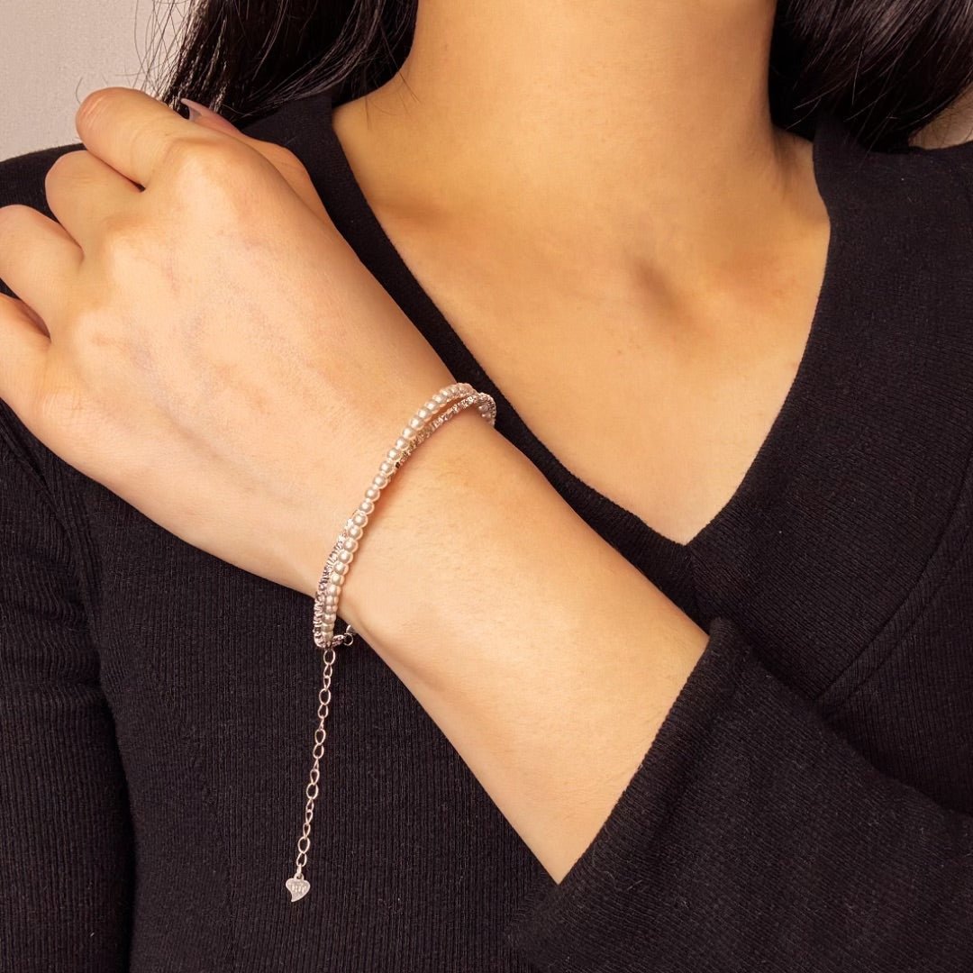 Bracelet Perle Double Éclat Argent 925 - Biloria