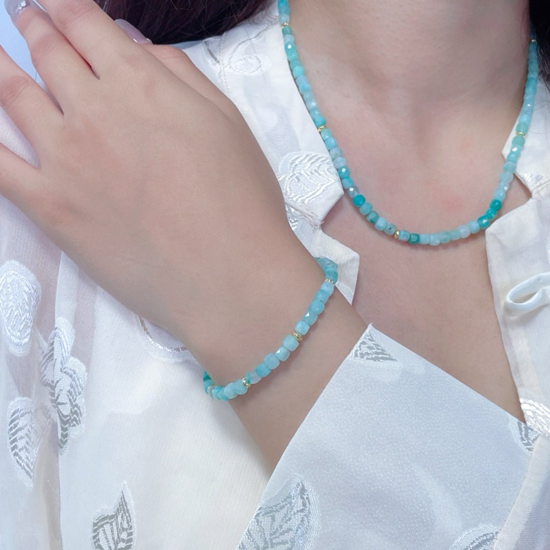 Bracelet Perle et Amazonite pour Bureau Apaisant - Biloria