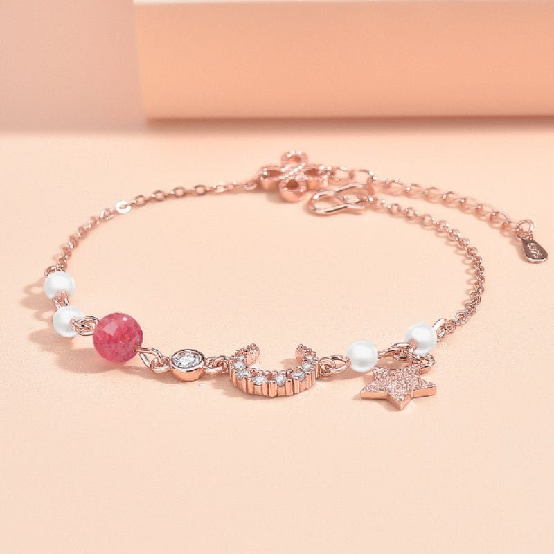 Bracelet Perle Lune Étoile – Lune Rose - Biloria