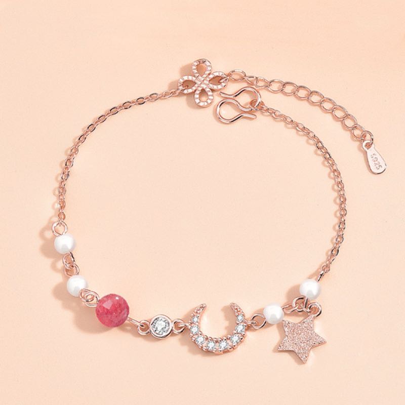 Bracelet Perle Lune Étoile – Lune Rose - Biloria