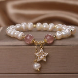 Bracelet Perles et Quartz Fraise Étoile Zircon - Biloria