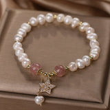 Bracelet Perles et Quartz Fraise Étoile Zircon - Biloria