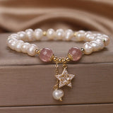 Bracelet Perles et Quartz Fraise Étoile Zircon - Biloria