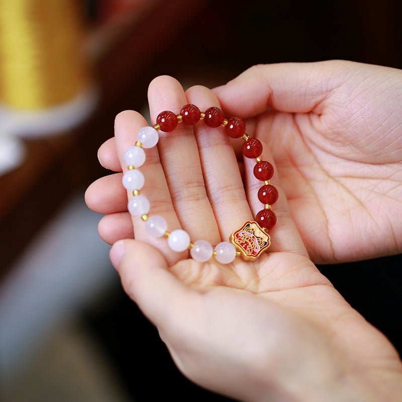 Bracelet Pi Xiu Agate Rouge et Blanche – Protection et Abondance - Biloria