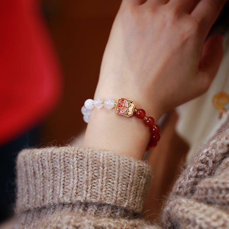Bracelet Pi Xiu Agate Rouge et Blanche – Protection et Abondance - Biloria