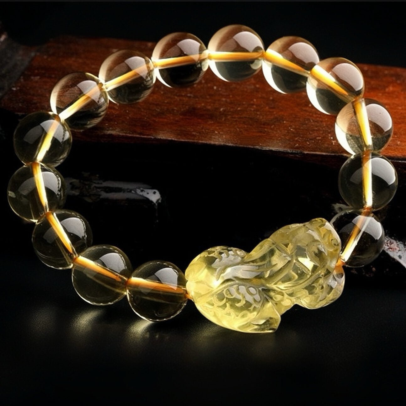 Bracelet Pi Xiu en Citrine et Œil de Tigre, chance et richesse - Biloria
