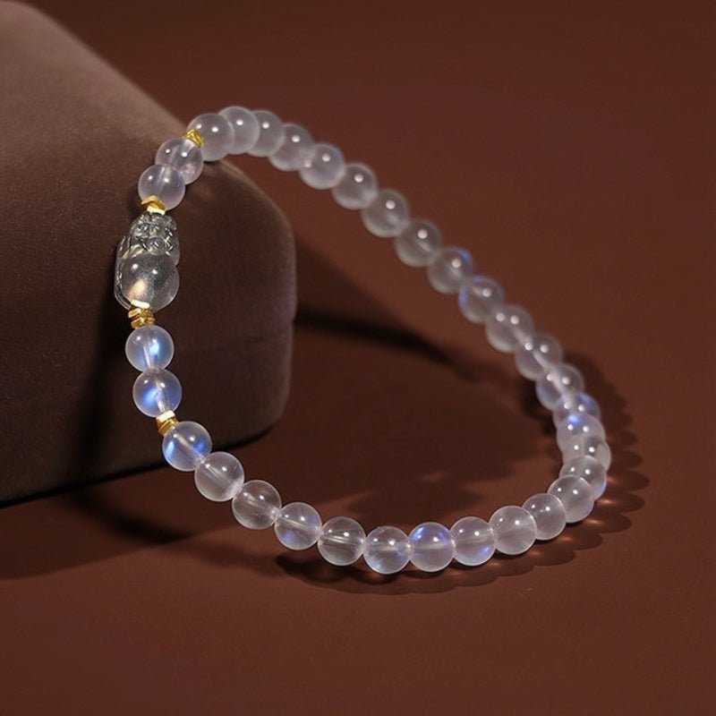 Bracelet Pi Xiu Pierre de Lune Labradorite Argent Plaqué Or - Biloria