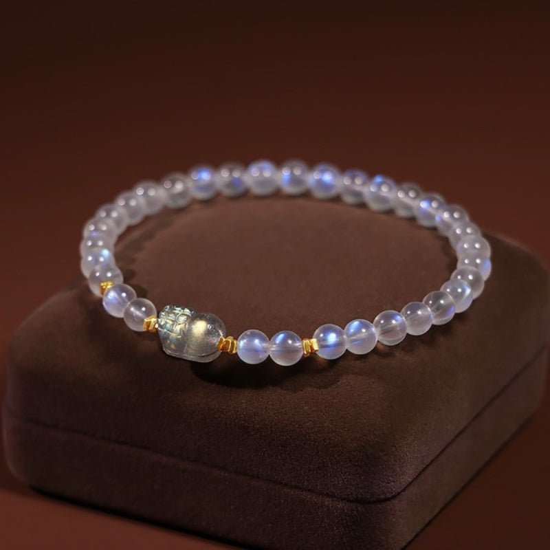 Bracelet Pi Xiu Pierre de Lune Labradorite Argent Plaqué Or - Biloria
