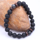 Bracelet Pierre de Lave et Hématite - Lave Lunaire 21 cm Élastique - Biloria