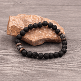 Bracelet Pierre de Lave et Hématite - Lave Lunaire 21 cm Élastique - Biloria