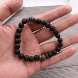 Bracelet Pierre de Lave et Hématite - Lave Lunaire 21 cm Élastique - Biloria