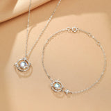 Bracelet Pierre de Lune Argent 925 Motif Lune Étoile - Biloria