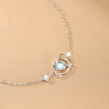 Bracelet Pierre de Lune Argent 925 Motif Lune Étoile - Biloria