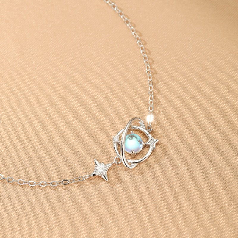 Bracelet Pierre de Lune Argent 925 Motif Lune Étoile - Biloria