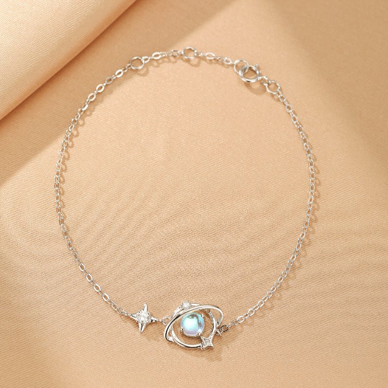 Bracelet Pierre de Lune Argent 925 Motif Lune Étoile - Biloria