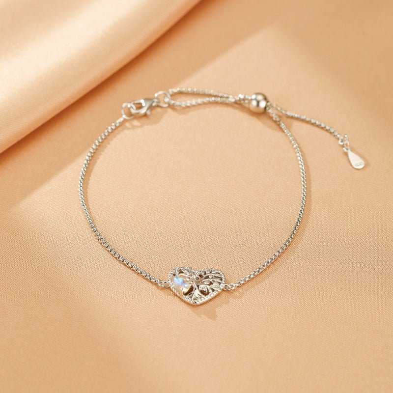 Bracelet Pierre de Lune Argent Arbre de Vie 22 cm - Biloria